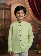 TerraDesi Junior Alabaster Grace Solid Mandarin Shirt