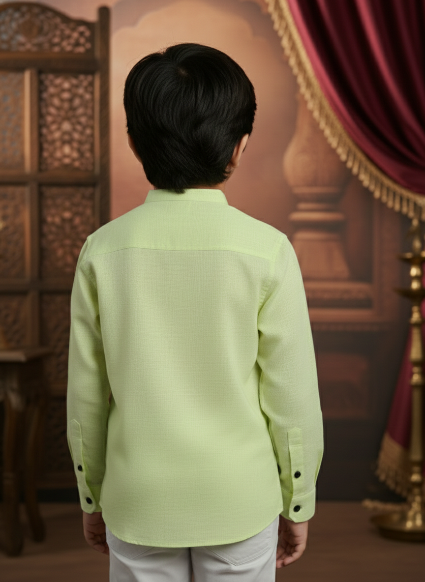 TerraDesi Junior Alabaster Grace Solid Mandarin Shirt