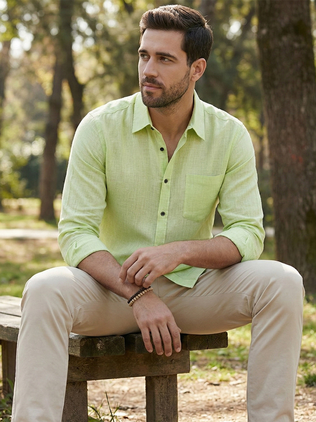 TerraDesi Alabaster Peak Solid Cotton Blend Formal Shirt