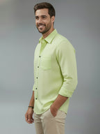 TerraDesi Alabaster Peak Solid Cotton Blend Formal Shirt