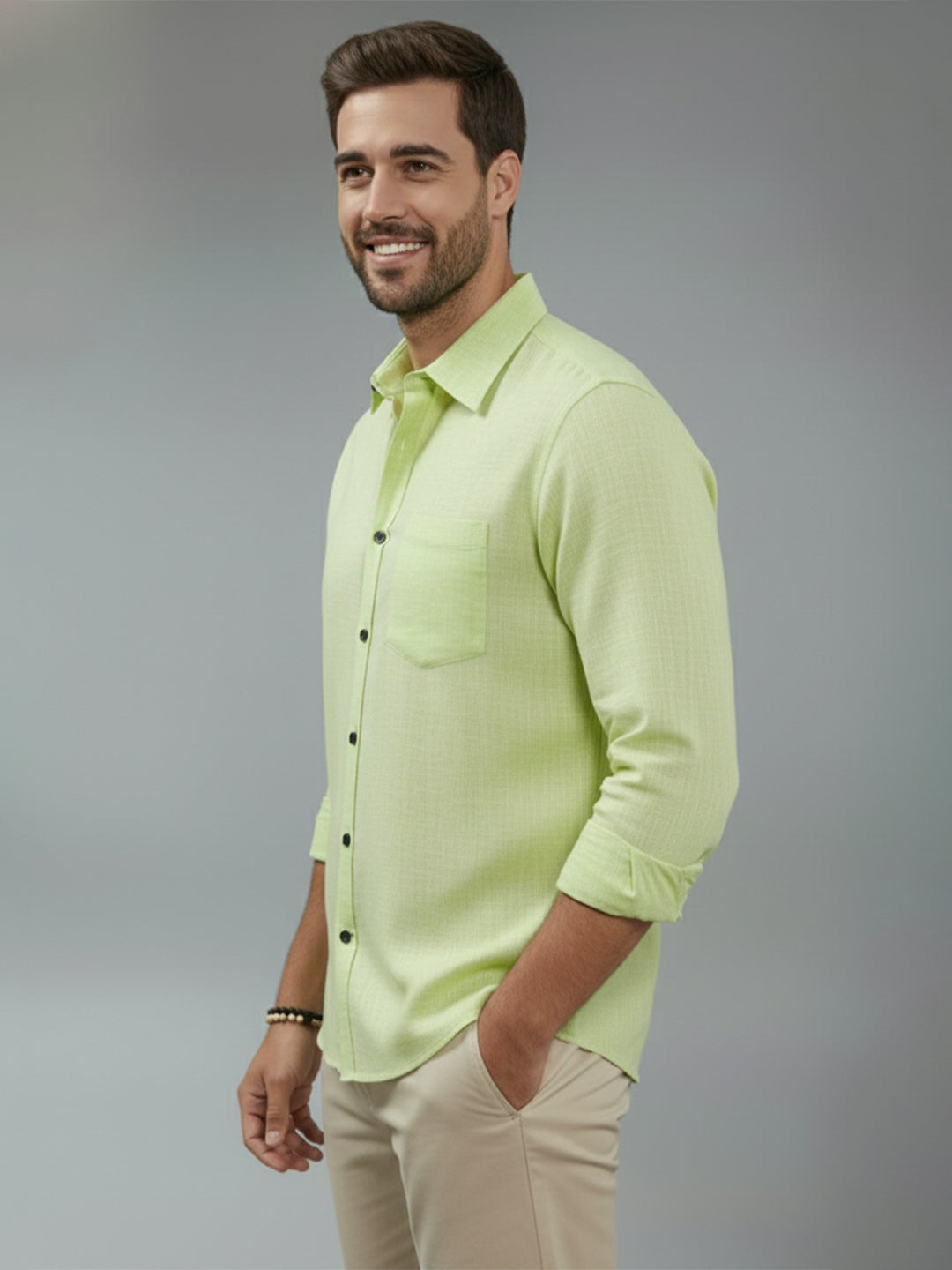 TerraDesi Alabaster Peak Solid Cotton Blend Formal Shirt