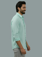 TerraDesi Azure Zenith Solid Cotton Blend Formal Shirt
