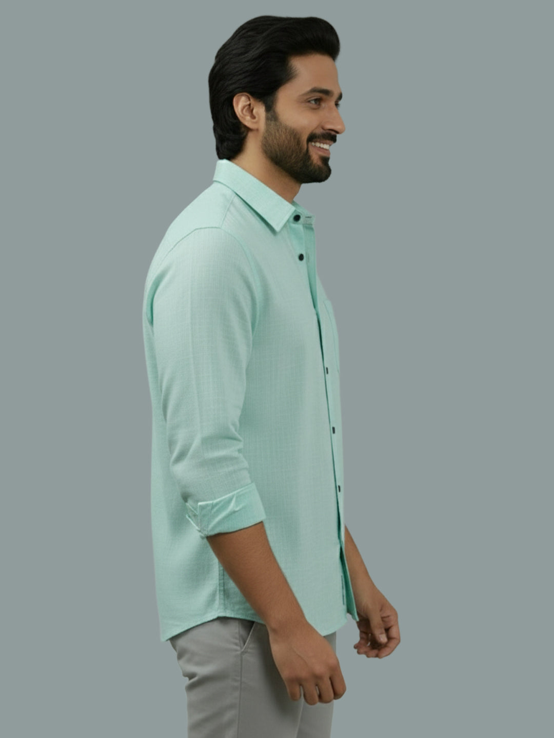 TerraDesi Azure Zenith Solid Cotton Blend Formal Shirt