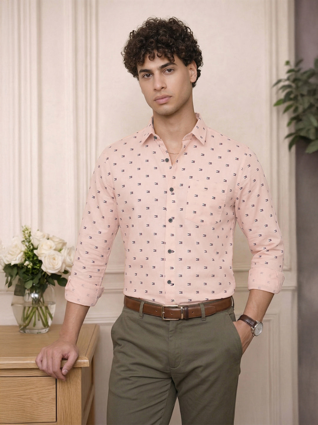 TerraDesi Urban Crest Printed Cotton Shirt for Men