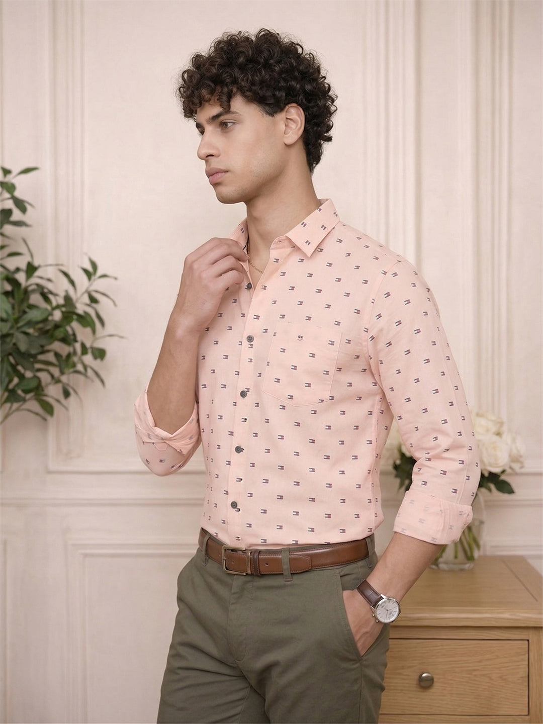 TerraDesi Urban Crest Printed Cotton Shirt for Men