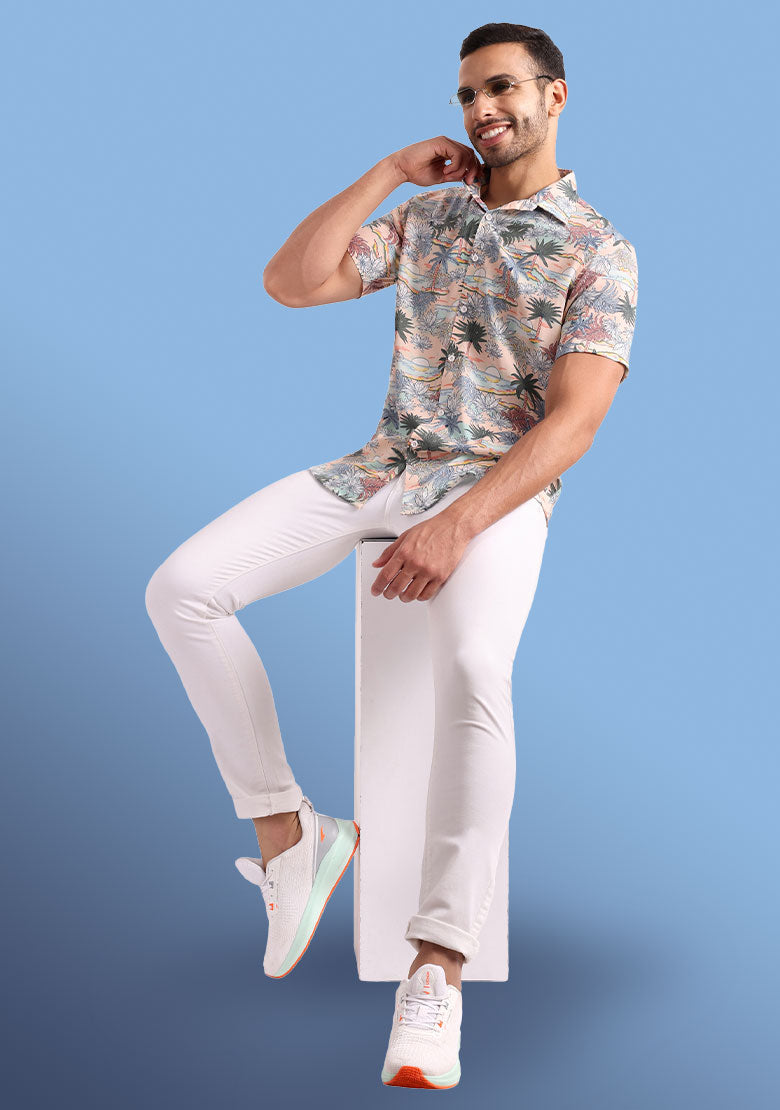 TerraDesi Sunset Shore Tropical Viscose Rayon Shirt