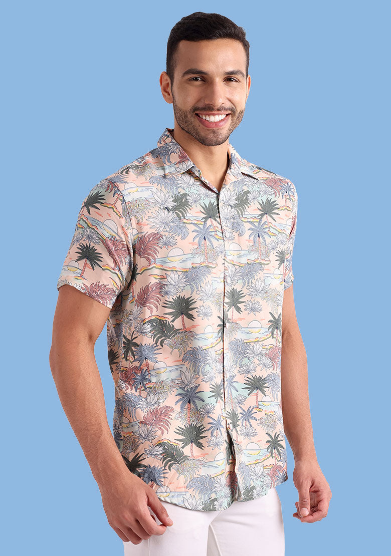 TerraDesi Sunset Shore Tropical Viscose Rayon Shirt