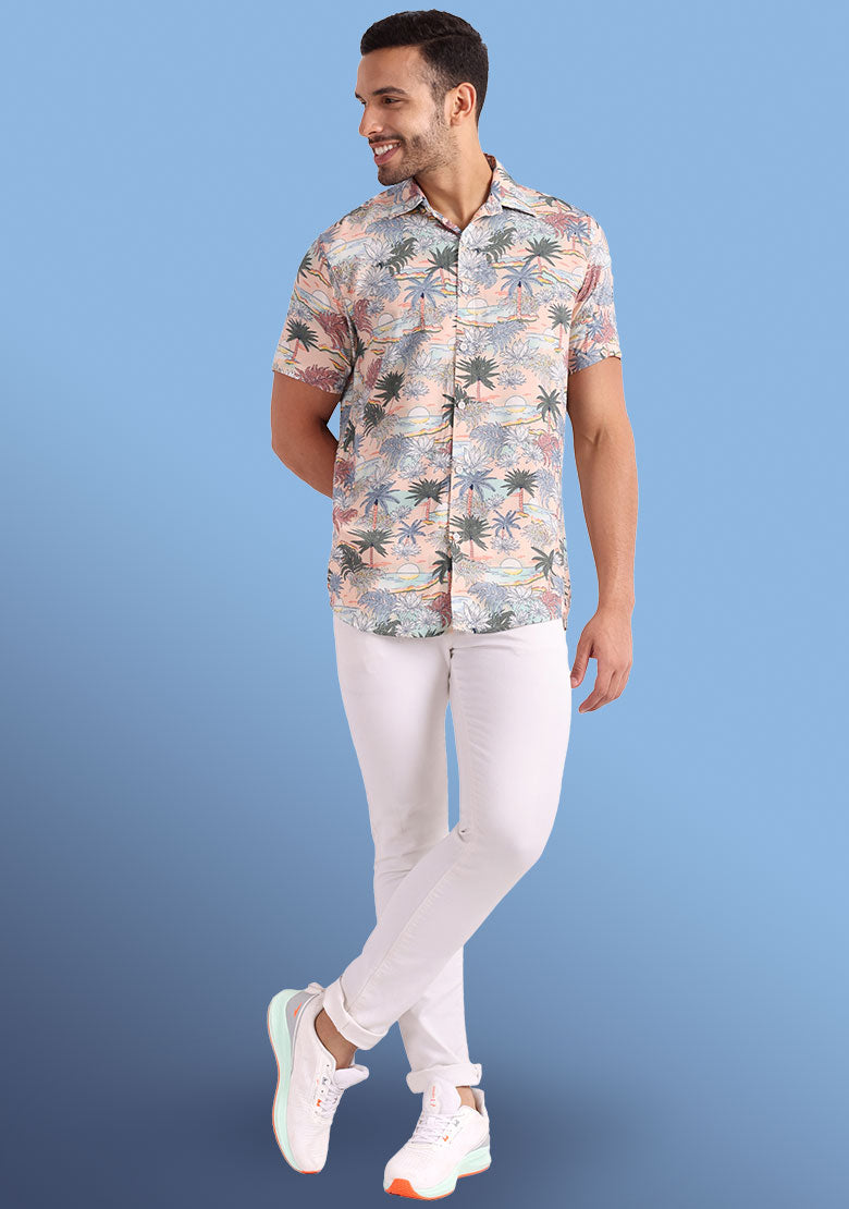 TerraDesi Sunset Shore Tropical Viscose Rayon Shirt
