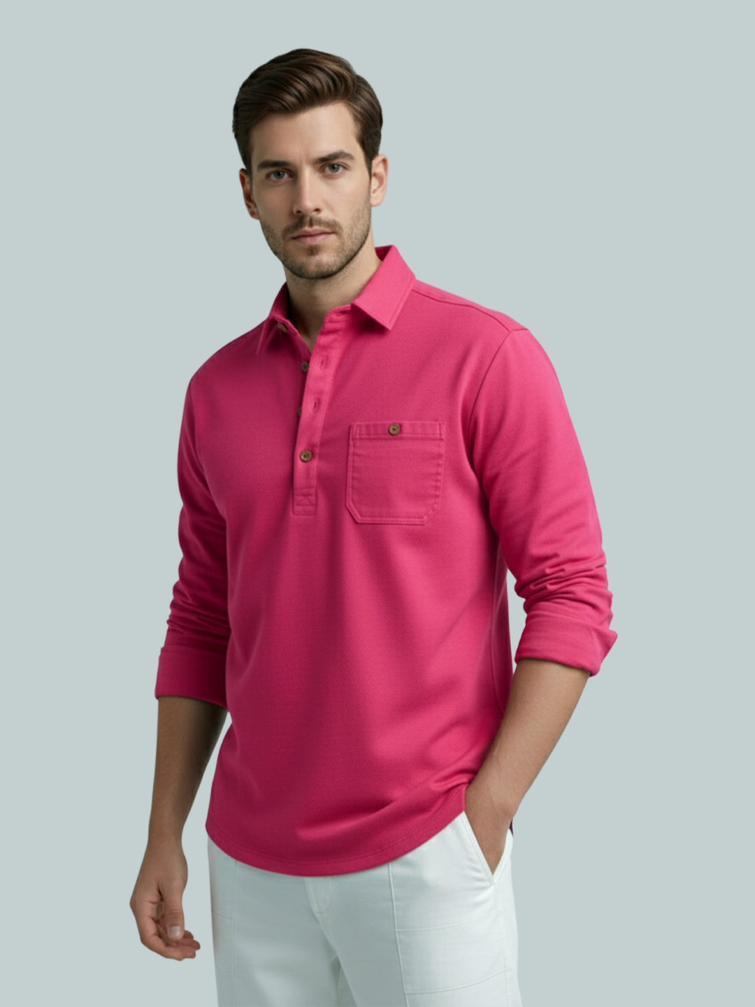 TerraDesi Men's Solid Cotton Short Kurta – Smart Everyday Style (SE88)