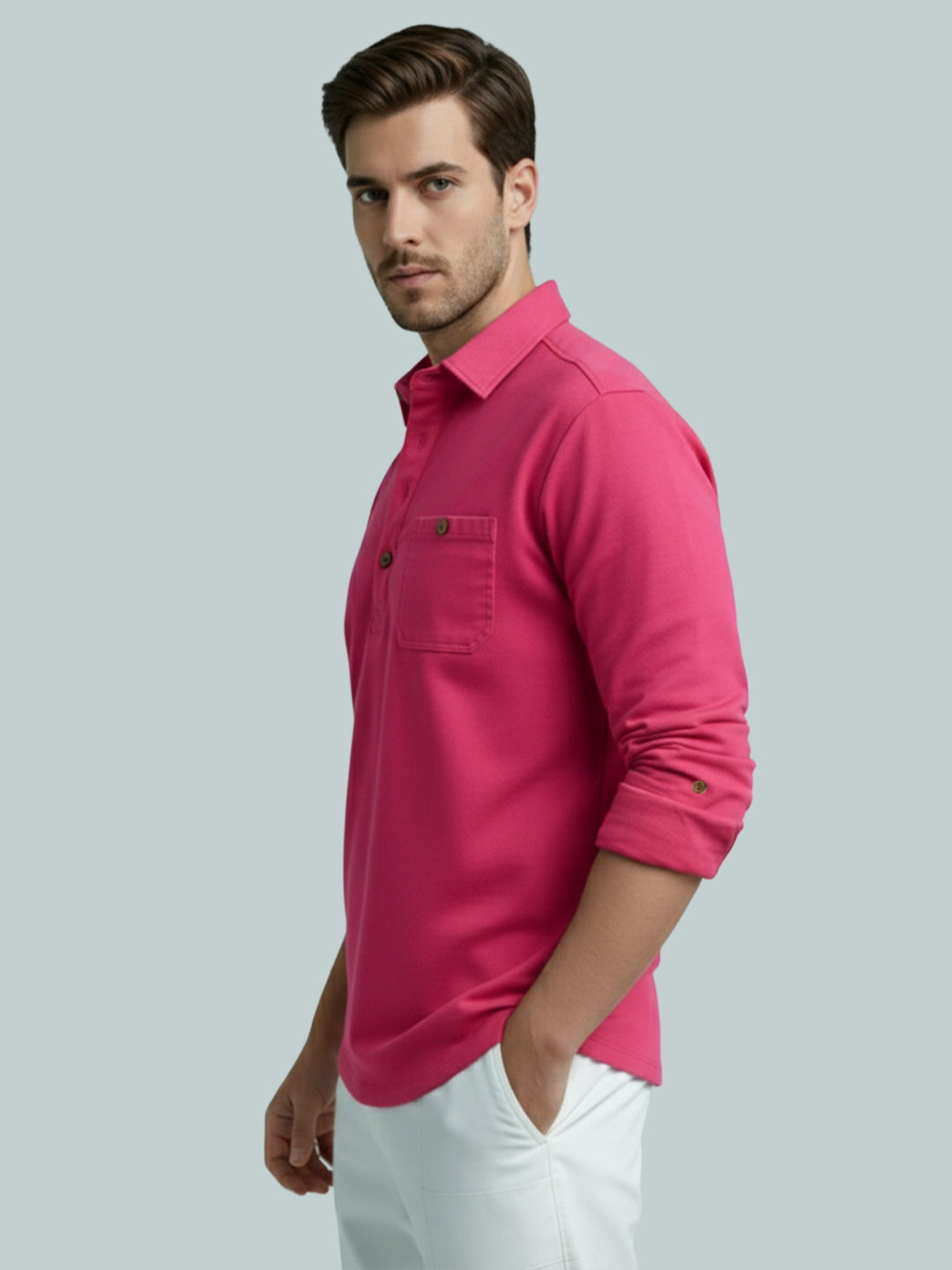 TerraDesi Men's Solid Cotton Short Kurta – Smart Everyday Style (SE88)