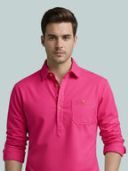 TerraDesi Onyx Midnight Solid Cotton Short Kurta