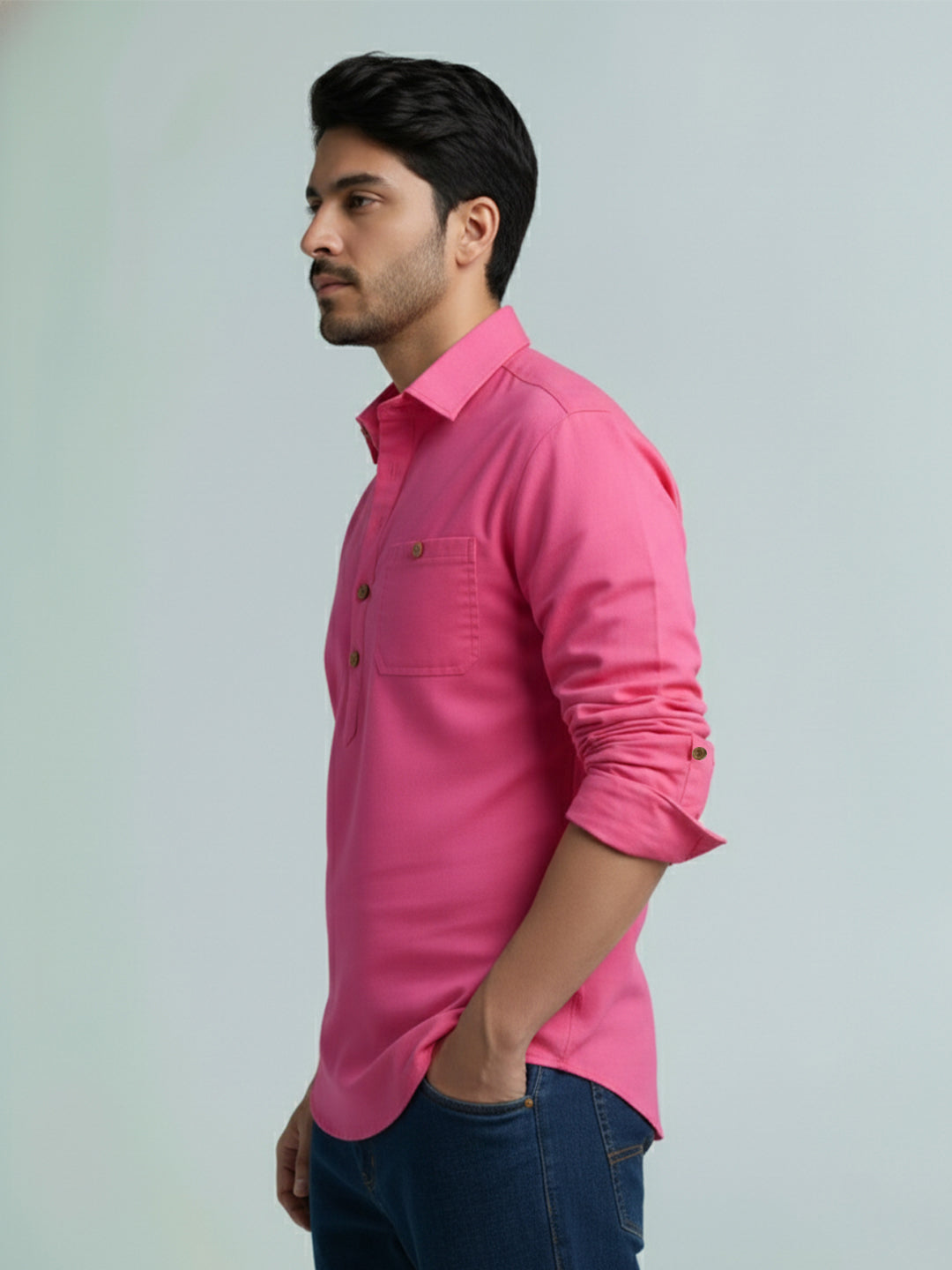 TerraDesi Men's Premium Cotton Short Kurta – Modern Ethnic Essential (SE82)