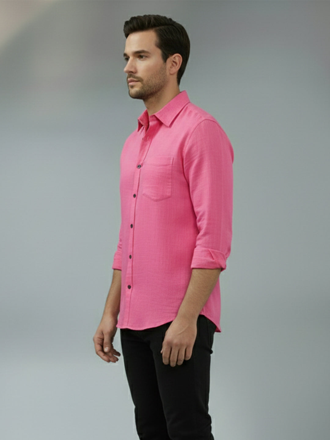 TerraDesi Saffron Ember Solid Cotton Formal Shirt