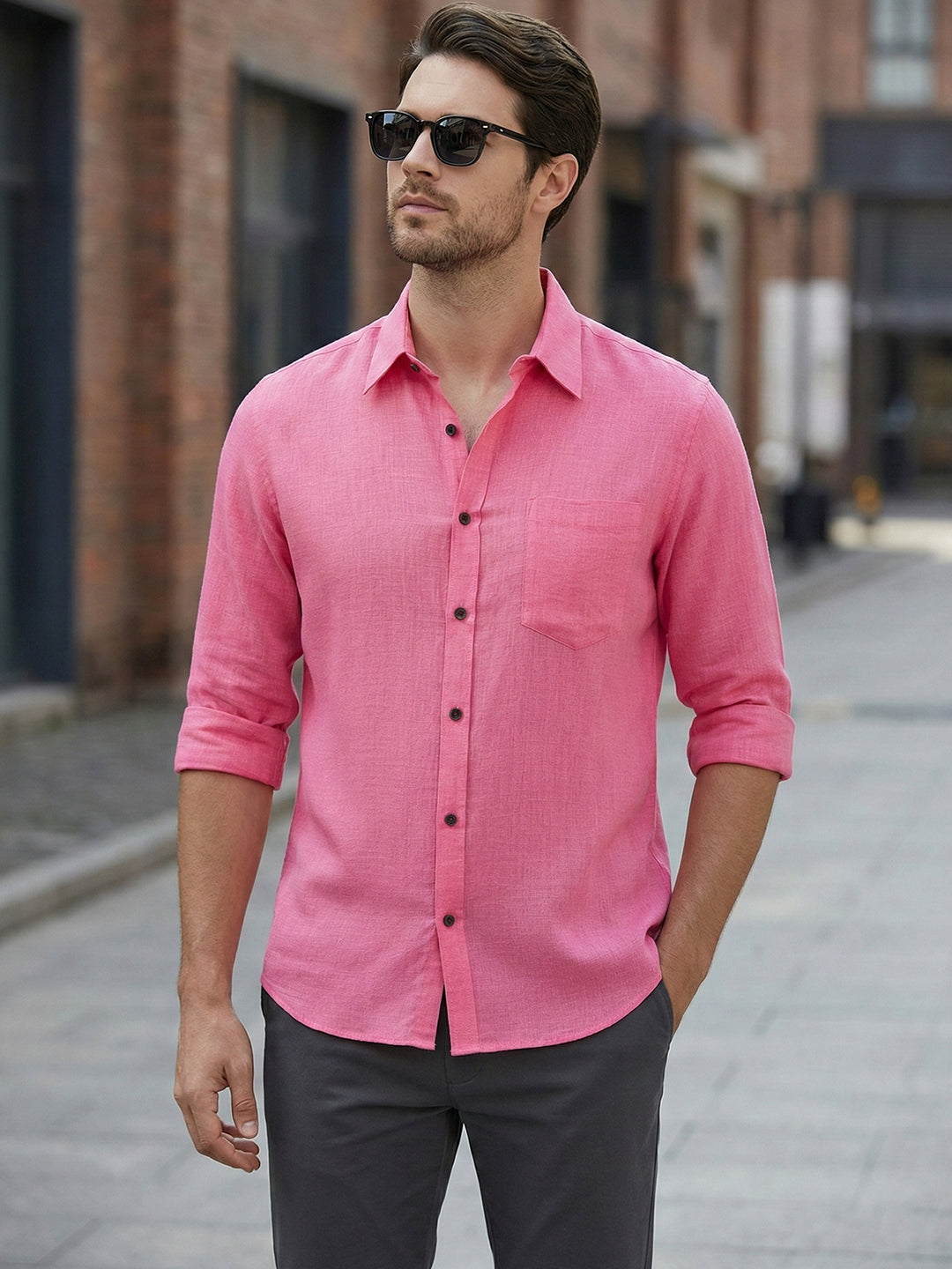 TerraDesi Men’s Essential Solid Cotton Blend Shirt