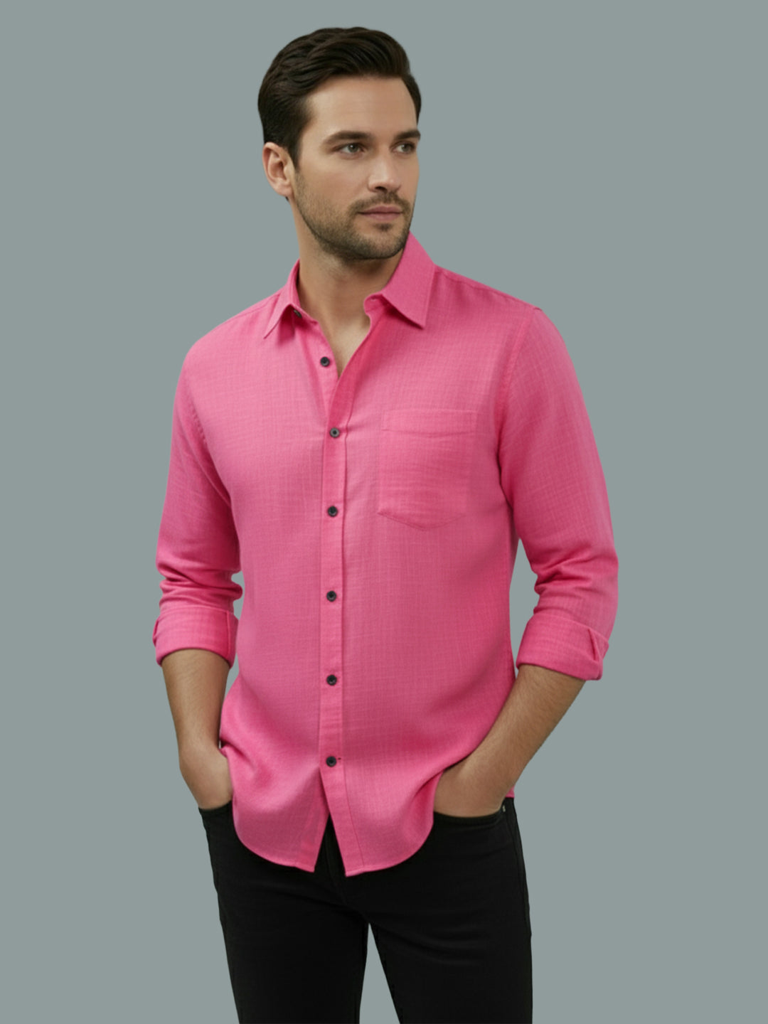 TerraDesi Saffron Ember Solid Cotton Formal Shirt