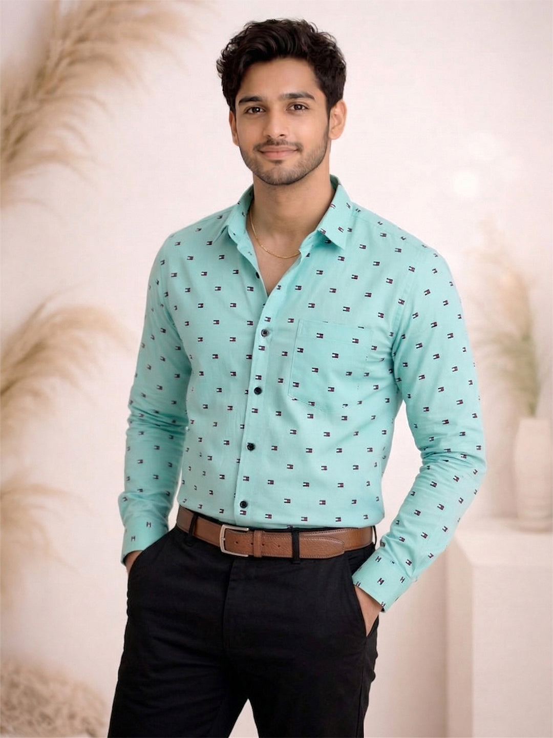 TerraDesi Urban Crest Printed Cotton Shirt for Men