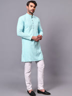 TerraDesi Royal Pista Bloom Chikankari Sequined Kurta Pajama Set