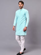 TerraDesi Royal Pista Bloom Chikankari Sequined Kurta Pajama Set