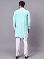 TerraDesi Royal Pista Bloom Chikankari Sequined Kurta Pajama Set