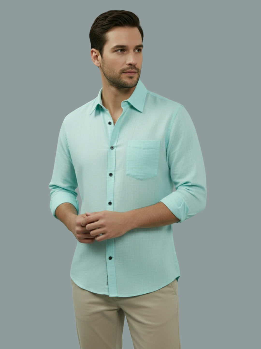 TerraDesi Saffron Ember Solid Cotton Formal Shirt