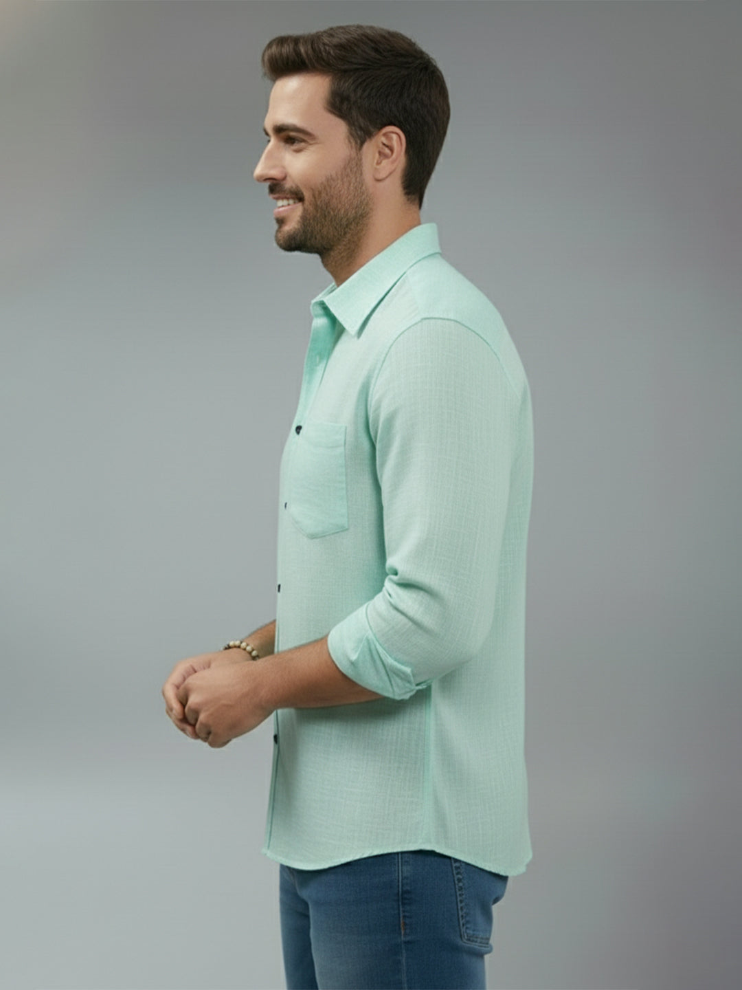 TerraDesi Alabaster Peak Solid Cotton Blend Formal Shirt