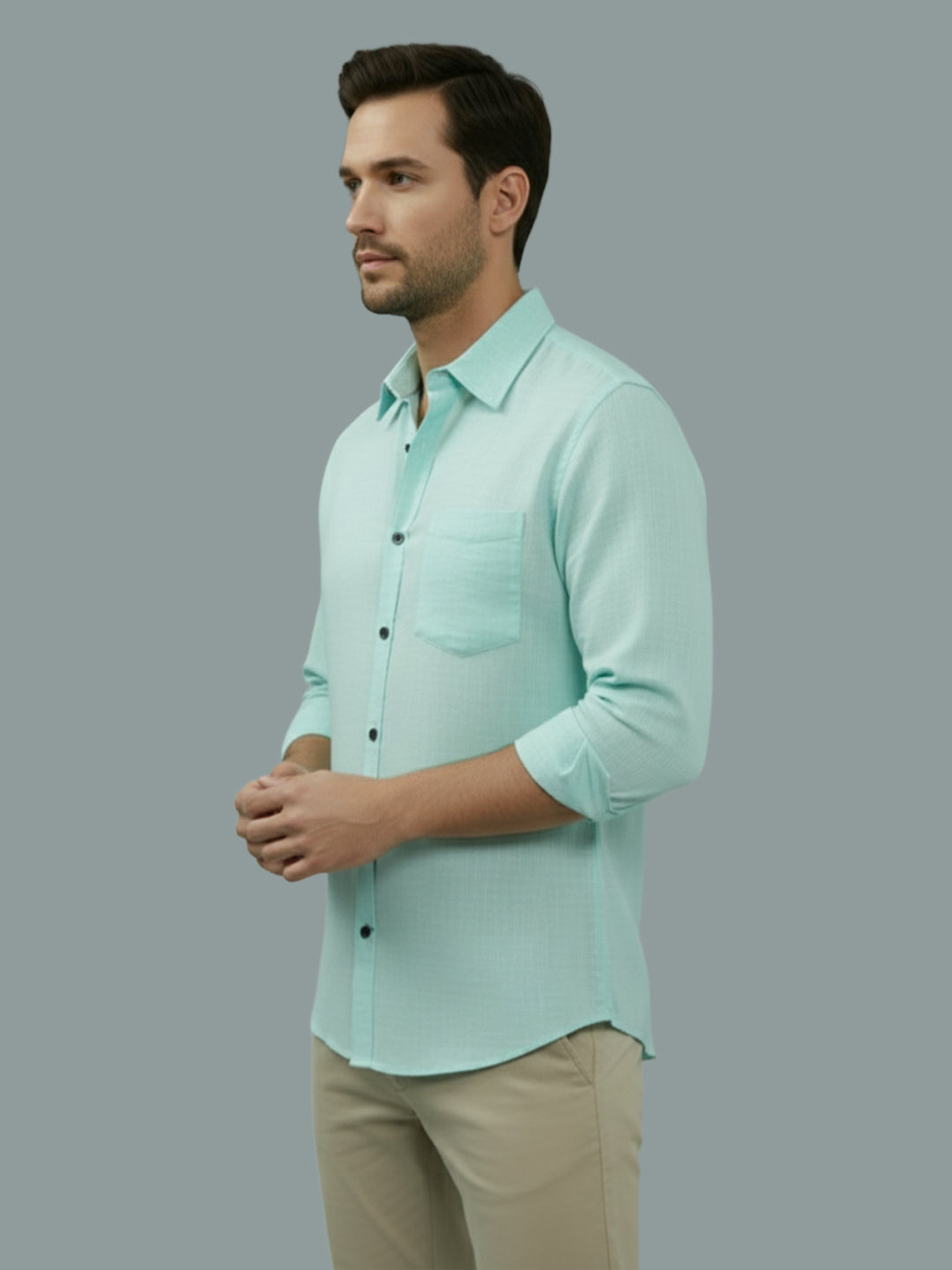 TerraDesi Saffron Ember Solid Cotton Formal Shirt
