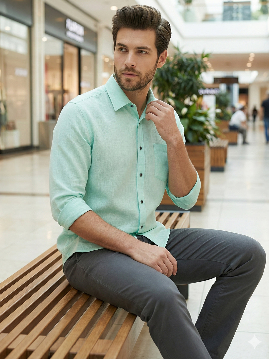 TerraDesi Men’s Essential Solid Cotton Blend Shirt