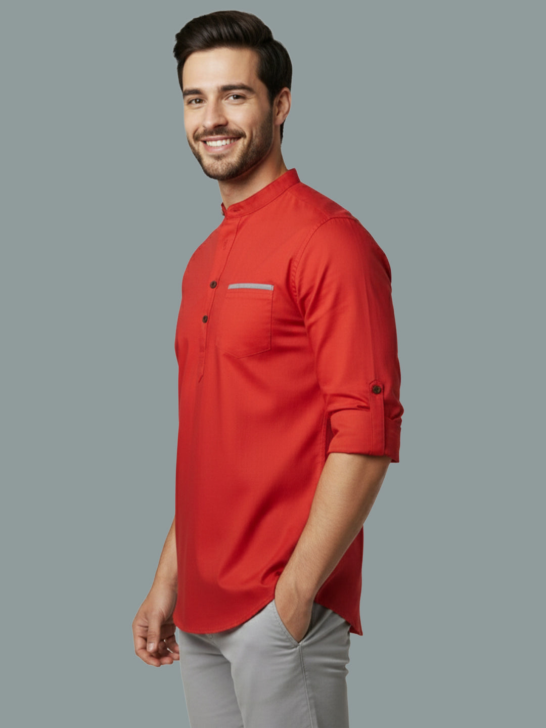 TerraDesi Men's Regular Fit Cotton Mandarin Collar Kurta (SE120)