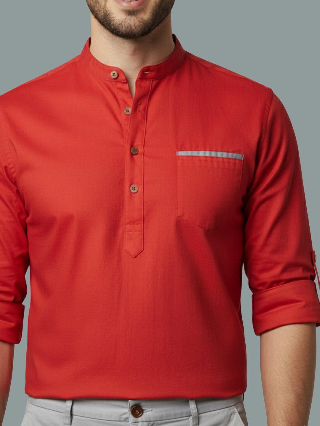 TerraDesi Men's Regular Fit Cotton Mandarin Collar Kurta (SE120)