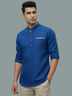 TerraDesi Men's Casual Regular Fit Full Sleeve Pocket Contrast Kurta (SE119)