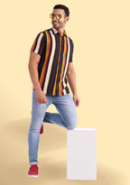 TerraDesi Retro Horizon Multicolour Striped Viscose Shirt