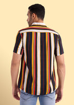 TerraDesi Retro Horizon Multicolour Striped Viscose Shirt