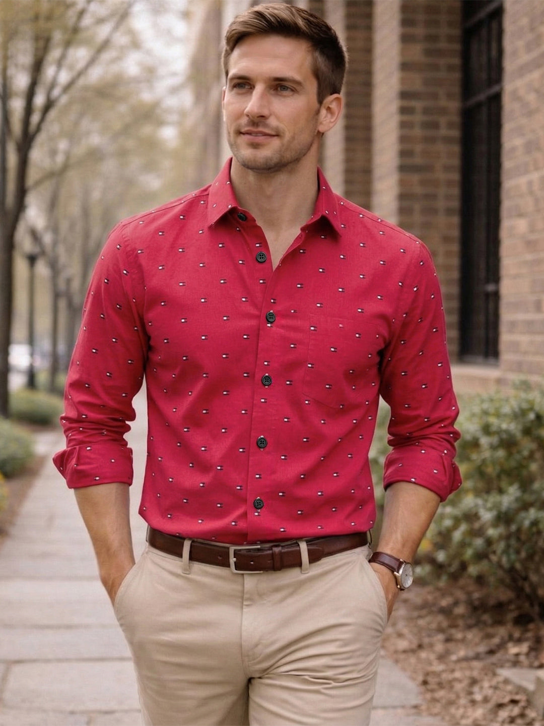 TerraDesi Urban Crest Printed Cotton Shirt for Men
