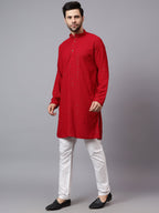 TerraDesi Regal Ruby Chikankari Sequined Triangle Embroidered Kurta Pajama Set