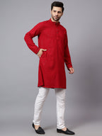 TerraDesi Regal Ruby Chikankari Sequined Triangle Embroidered Kurta Pajama Set