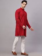 TerraDesi Golden Radiance Chikankari Sequined Kurta Pajama Set
