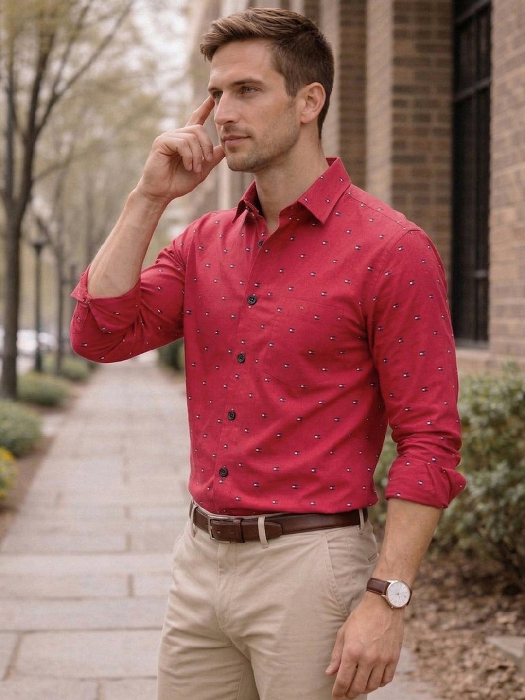 TerraDesi Urban Crest Printed Cotton Shirt for Men