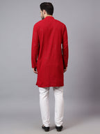 TerraDesi Regal Ruby Chikankari Sequined Triangle Embroidered Kurta Pajama Set