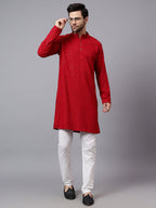 TerraDesi Regal Ruby Chikankari Sequined Triangle Embroidered Kurta Pajama Set