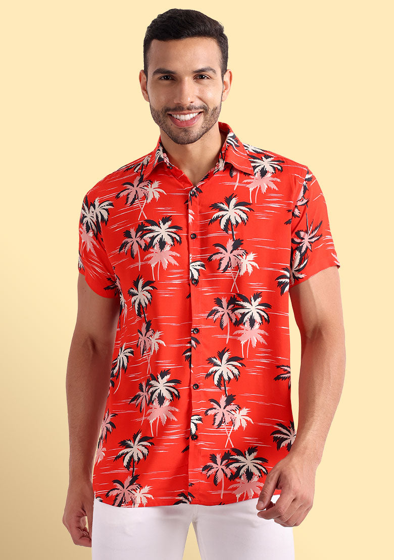 TerraDesi Sunset Palm Printed Shirt – Tropical Summer Casual Wear Secondary image