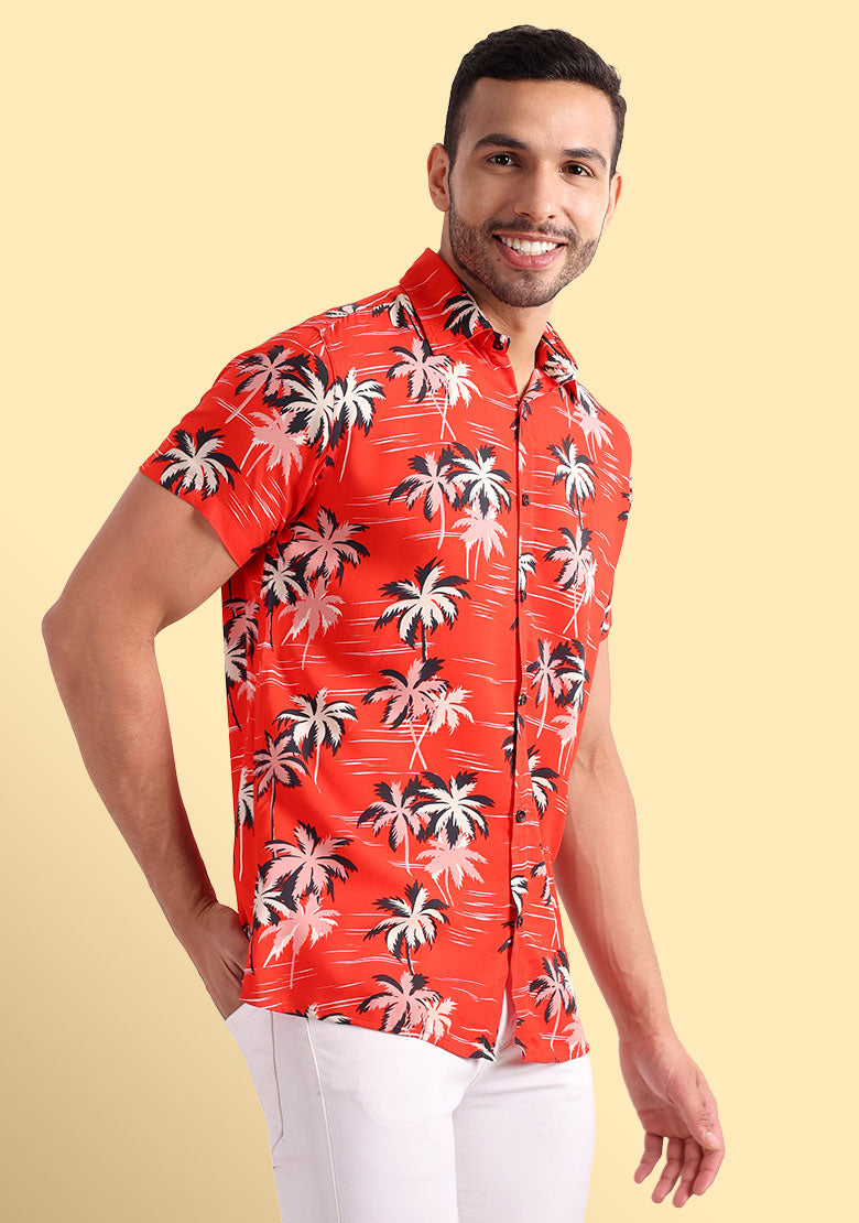 TerraDesi Sunset Palm Printed Shirt – Tropical Summer Casual Wear