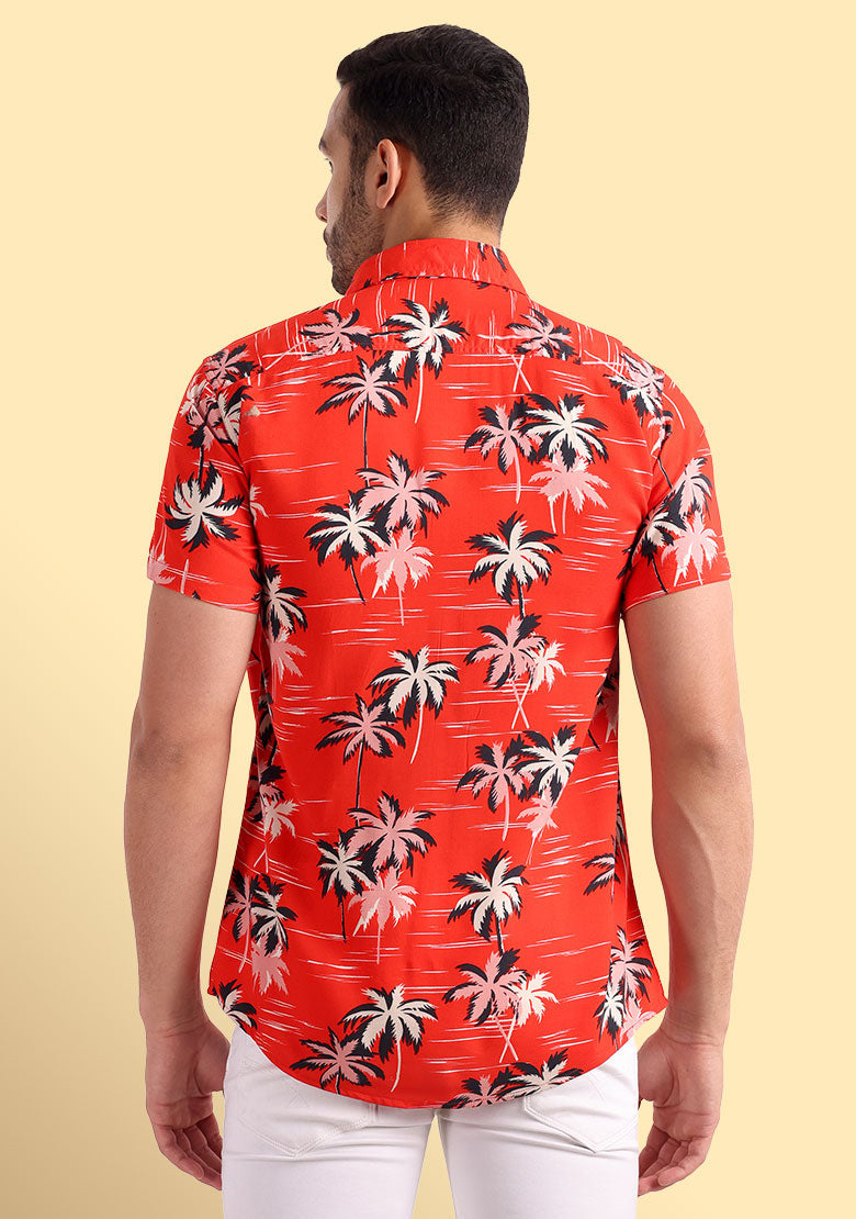 TerraDesi Sunset Palm Printed Shirt – Tropical Summer Casual Wear