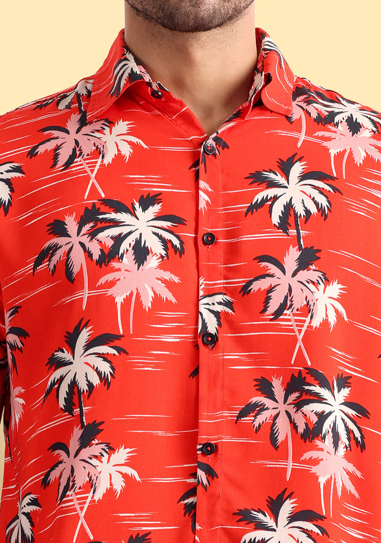 TerraDesi Sunset Palm Printed Shirt – Tropical Summer Casual Wear