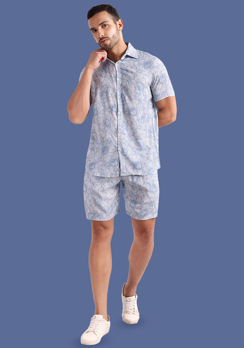TerraDesi Sky Dahlia Linear Floral Viscose Co-Ord Set Secondary image