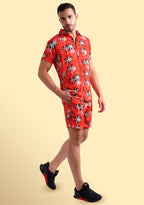 TerraDesi Crimson Tropic Palm Viscose Co-Ord Set