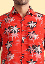 TerraDesi Crimson Tropic Palm Viscose Co-Ord Set
