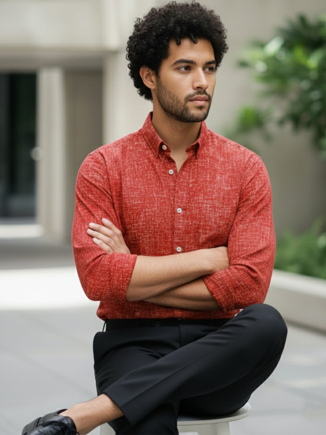 TerraDesi Charcoal Crosshatch Artisan Cotton Shirt
