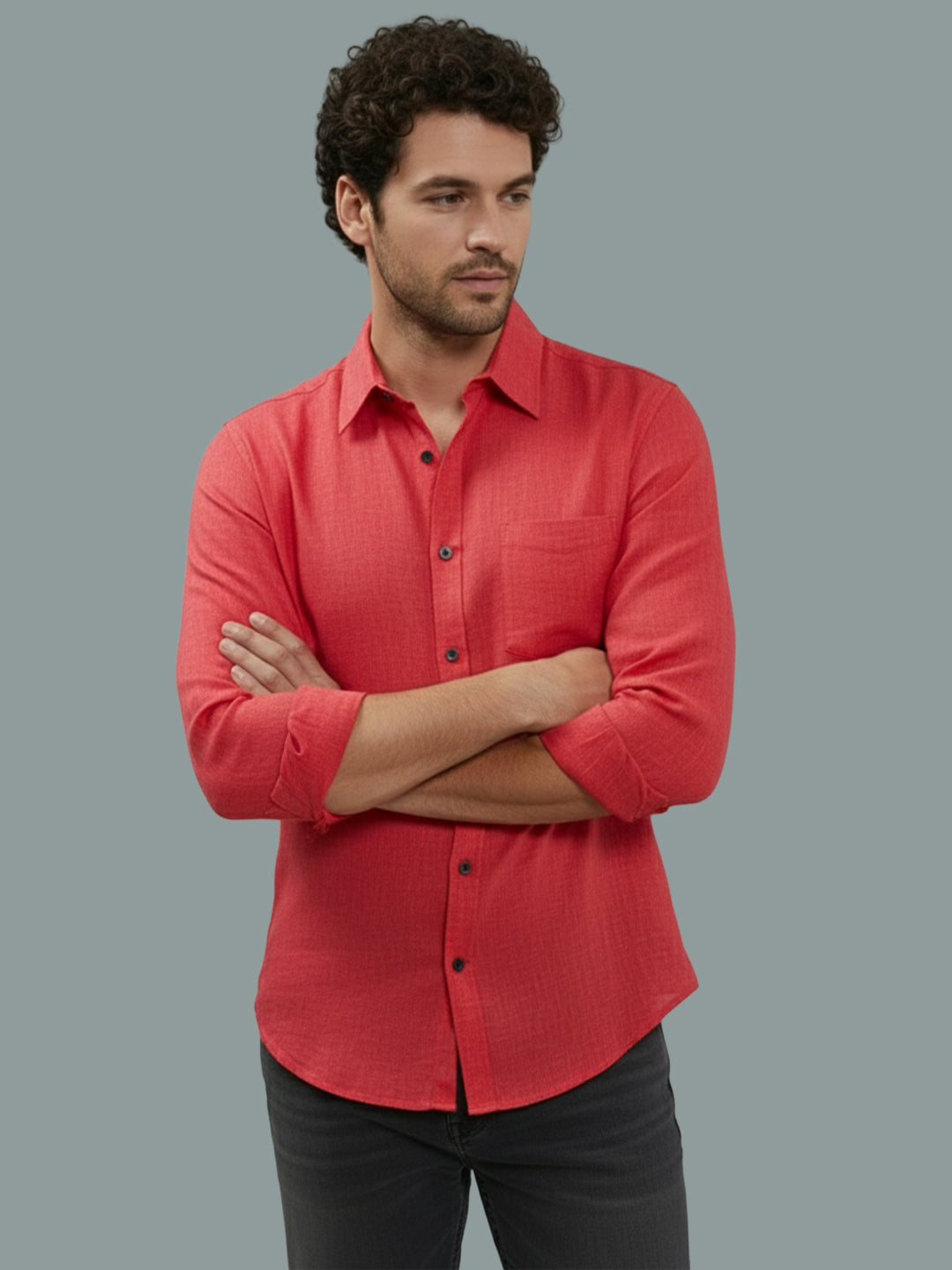 TerraDesi Onyx Stealth Solid Cotton Blend Formal Shirt