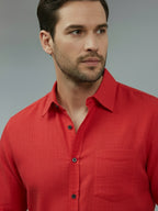 TerraDesi Saffron Ember Solid Cotton Formal Shirt