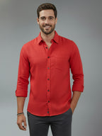 TerraDesi Alabaster Peak Solid Cotton Blend Formal Shirt